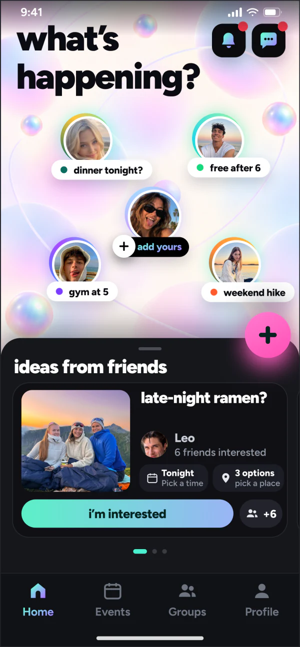 Gomvi home screen