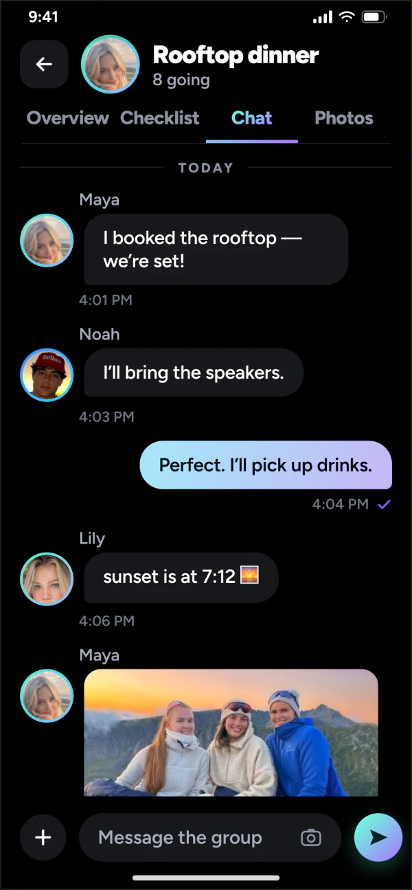 Gomvi chat preview